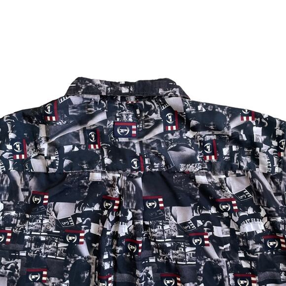 Vintage PHAT FARM Men's Kimora Lee Simmons Allover Print Shirt Black Size 2XL - Picture 5 of 15
